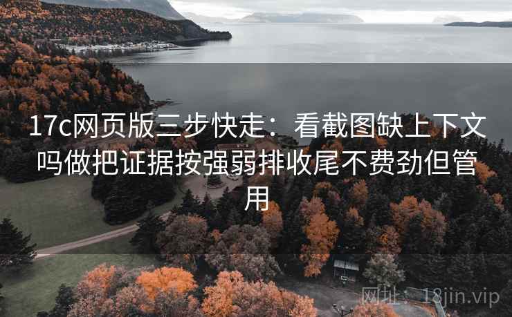 17c网页版三步快走：看截图缺上下文吗做把证据按强弱排收尾不费劲但管用